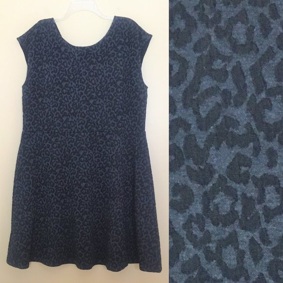 NWT LOFT Leopard Jacquard Animal Print Flare Dress - Picture 3 of 8